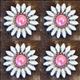HSCN130-WHITE ENAMEL AND PINK STONE FLORAL CONCHO SADDLE HEADSTALL BLING COWGIRL