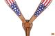 BHPA581-HILASON WESTERN LEATHER HORSE BRIDLE HEADSTALL BREAST COLLAR HAND PAINT US FLAG