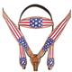 BHPA581-HILASON WESTERN LEATHER HORSE BRIDLE HEADSTALL BREAST COLLAR HAND PAINT US FLAG