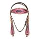 BHPA582-HILASON WESTERN LEATHER HORSE BRIDLE HEADSTALL BREAST COLLAR HAND PAINT FLAMES