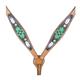 BHPA583-HILASON WESTERN LEATHER HORSE HEADSTALL BREAST COLLAR HAND PAINT BLACK GREEN