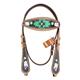 BHPA583-HILASON WESTERN LEATHER HORSE HEADSTALL BREAST COLLAR HAND PAINT BLACK GREEN