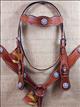 BHPA417MCN034-HILASON WESTERN LEATHER HORSE TACK BRIDLE HEADSTALL BREAST COLLAR WITH CONCHOS