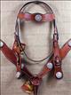 BHPA417MCN043-HILASON WESTERN LEATHER HORSE TACK BRIDLE HEADSTALL BREAST COLLAR WITH CONCHOS