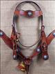 BHPA417MCN062-HILASON WESTERN LEATHER HORSE TACK BRIDLE HEADSTALL BREAST COLLAR WITH CONCHOS