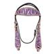 BHPA585-HILASON WESTERN LEATHER HORSE BRIDLE HEADSTALL BREAST COLLAR PINK ZEBRA