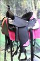 HSCS801PK-HILASON WESTERN CORDURA TRAIL PLEASURE SADDLE BLACK WITH PINK LEATHER INLAY