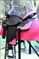 HSCS801PK-HILASON WESTERN CORDURA TRAIL PLEASURE SADDLE BLACK WITH PINK LEATHER INLAY