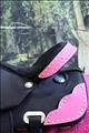 HSCS801PK-HILASON WESTERN CORDURA TRAIL PLEASURE SADDLE BLACK WITH PINK LEATHER INLAY