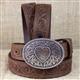 BR-815BD-JUSTIN BROWN LEATHER GIRL'S TROPHY WESTERN BELT WITH OVAL BUCKLE