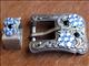 HSCN055BLKSAP-BLACK BLUE CRYSTALS ANTIQUE SILVER FINISH BUCKLE SET BELT HEADSTALL