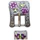 HSCN055LAMEPER-PURPLE GREEN CRYSTALS ANTIQUE SILVER FINISH BUCKLE SET BELT HEADSTALL