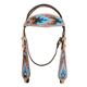 BHPA597-HILASON WESTERN LEATHER HORSE BRIDLE HEADSTALL BREAST COLLAR HAND PAINT FLAME