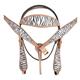 BHPA598-HILASON WESTERN LEATHER HORSE BRIDLE HEADSTALL BREAST COLLAR ZEBRA HAND PAINT