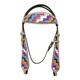 BHPA610-HILASON WESTERN LEATHER HORSE BRIDLE HEADSTALL BREAST COLLAR HAND PAINT AZTEC
