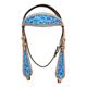 BHPA611-HILASON WESTERN LEATHER HORSE BRIDLE HEADSTALL BREAST COLLAR TURQUOISE CHEETAH