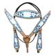 BHPA612-HILASON WESTERN LEATHER HORSE BRIDLE HEADSTALL BREAST COLLAR HAND PAINT CHEETAH
