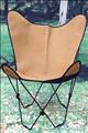 HSCB126-LEATHER BUTTERFLY CHAIR FOLDING LOUNGE MID CENTURY MODERN SLING ACCENT SEAT TAN