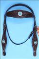 BHPA442DBCN046-F42 HILASON WESTERN LEATHER HORSE HEADSTALL BREAST COLLAR BROWN TURQUOISE CONCHO