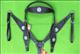 BHPA442BKCN046-HILASON WESTERN LEATHER HORSE HEADSTALL BREAST COLLAR BLACK TURQUOISE CONCHO