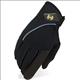 HE-HG250-HERITAGE COMPETITION HORSE RIDING GLOVE LYCRA NYLON LEATHER BLACK