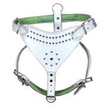 HILASON PADDED GENUINE WHITE LEATHER DOG HARNESS WITH LRG MED SML SIZES