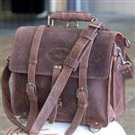 CHESTNUT GLANOR RUSTIC VINTAGE LEATHER BRIEFCASE BACKPACK LAPTOP BAG