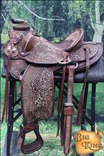 HILASON BIG KING WESTERN WADE RANCH ROPING SADDLE HAND TOOLED FLORAL CARVED