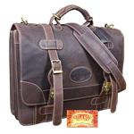 GLANOR RUSTIC VINTAGE LEATHER BRIEFCASE BACKPACK LAPTOP BAG - COFEE BROWN