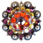 Crystal Rhinestone Bling Berry Conchos Antique Silver Finish
