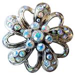 CRYSTAL RHINESTONE BLING CONCHOS W/ AB STONE FLORAL DESIGN NICKLE FINISH