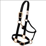 WEAVER LEATHER BLACK ORIGINAL ADJUSTABLE CHIN AND THROAT SNAP HORSE HALTER