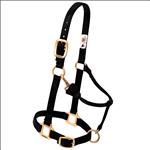 WEAVER BLACK NYLON PONY HORSE HALTER ORIGINAL ADJUSTABLE CHIN & THROAT SNAP