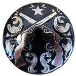 ANTIQUE SILVER FINISHED TACK MOUNTED SHOOTING CROSS GUN CONCHO