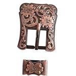 Copper Finished Buckle Set with Floral Design