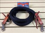 CIRCLE Y 3/4  X 8 FEET NYLON ROPE REINS W/ SCISSOR SNAP ENDS BLACK