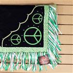 HILASON WESTERN SHOW BARREL RACING RODEO SADDLE BLANKET PAD GREEN W/ PEACE SIGN