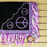 HILASON WESTERN SHOW BARREL RACING RODEO SADDLE BLANKET PAD BLACK W/ PEACE SIGN