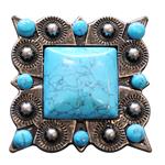 TURQUOISE SQUARE RHINESTONE CONCHO BLING HEADSTALL TACK SADDLE BELT