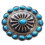 TURQUOISE OVAL ANTIQUE NICKLE RHINESTONE CONCHOS BLING HEADSTALL TACK