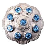 NICKLE FINISH BLUE CONCHOS FLORAL SHAPE