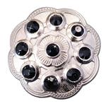 NICKEL FINISH BLACK CRYSTALS RHINESTONE CONCHOS FLORAL SHAPE