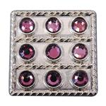 NICKLE FINISH PURPLE CONCHOS SQUARE SHAPE