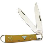 CATTLEMAN TRAPPER KNIFE YELLOW BY AMERICAN BUFFALO KNIFE