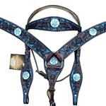 HILASON WESTERN AMERICAN LEATHER HORSE HEADSTALL BREAST COLLAR CONCHO