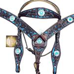 HILASON WESTERN AMERICAN LEATHER HORSE HEADSTALL BREAST COLLAR CONCHO