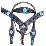 HILASON WESTERN AMERICAN LEATHER HORSE HEADSTALL BREAST COLLAR CONCHO