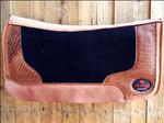 FP206F- HILASON WESTERN WOOL FELT GEL SADDLE PAD W/ ALLIGATOR PRINT LEATHER