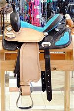 HILASON WESTERN BARREL RACING TRAIL PLEASURE SADDLE WITH FLORAL BLUE CRYSTAL CON