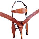 HILASON WESTERN TOOL LEATHER HORSE BRIDLE HEADSTALL BREAST COLLAR SADDLE TAN C19